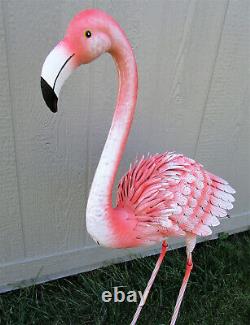 39 Tall Freestanding Metal Pink Flamingo Beach House Yard Garden Art Statue