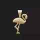 3ct Round Cut Real Moissanite Flamingo Bird Charm Pendant 14k Yellow Gold Plated