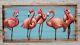 3d Contemporary Painting Of A Pink Flamingos Standing On A Beach With The Ocean