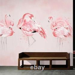 3D Pink Flamingo Bird Luxury Wall Mural Wallpaper Living Room Bedroom Lounge