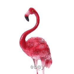 3PC Pink Metal Flamingo Garden Statues Bird Garden Outdoor Stake Yard Art Statue