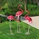 3 Packs Flamingo Garden Statue, Pink Yard Art Decor Metal Sculpture For Lawn