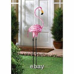 3 Pretty Pink Tropical Flamingo Tango Metal Garden Statue 35.6 Indoor Outdoor