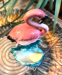3pc. Set Vintage Pink Flamingo Pottery Planter & Figures Mid-century MCM