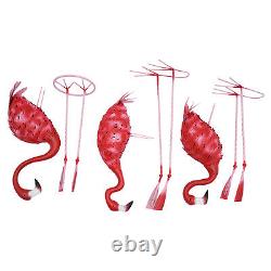 3pcs Flamingo Statue Pink Flamingos Metal Art Garden Statue Home Decor