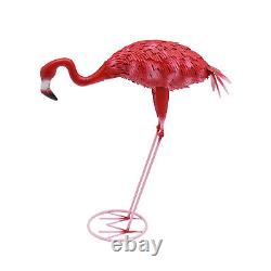 3pcs Flamingo Statue Pink Flamingos Metal Art Garden Statue Home Decor