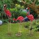 3x Flamingo Statue Crane Pink Flamingos Metal Art Garden Yard Statue Home Decor