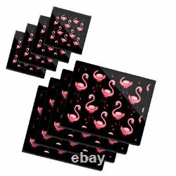 4x Glass Placemates & Coasters Cute Pink Flamingo Bird #2075
