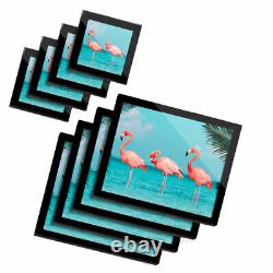 4x Glass Placemates & Coasters Pink Flamingo Birds Tropical Flock #21538
