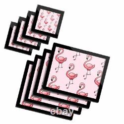 4x Glass Placemates & Coasters Tropical Pink Flamingos Bird #2081