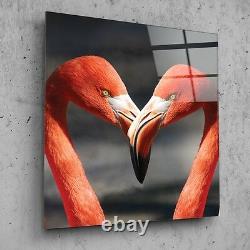 60x60 cm Wall Art Glass Print Picture New Flamingo Love Bird Heart p39627