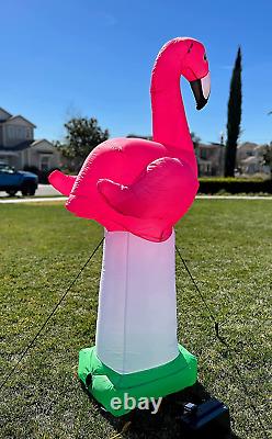 6 Foot Tall Giant Summer Party Inflatable Pink Flamingo Pre-Lit LED Lights Outdo