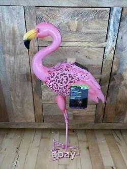 75cm Metal Pink Silhouette Solar Garden Pond Flamingo Party Ornament Decoration