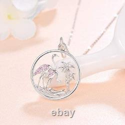 925 Sterling Silver Flamingo Pendant Necklace Birthstone Jewelry Gifts for Girls