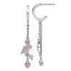 925 Sterling Silver Pink Cubic Zirconia Cz Flamingo Heart Post Hoop Earrings
