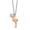 925 Sterling Silver Rose Pink Gold Flamingo Tropical Summer Bird Heart Neckla