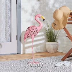 Accent Plus Solar Lighted Flamingo Yard Art Standing