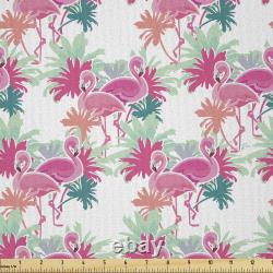 Ambesonne Flamingo Microfiber Fabric by The Yard for Arts and Crafts