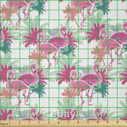 Ambesonne Flamingo Microfiber Fabric by The Yard for Arts and Crafts