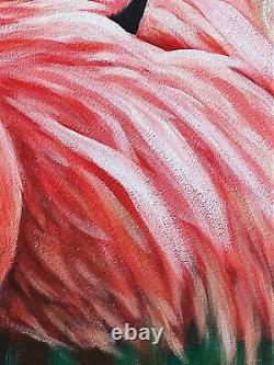 Animal small painting, bird. Flamingo handpainted 9x12, wall art decor gift idea