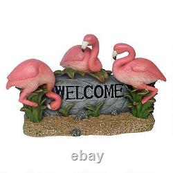 Coastal Trio of Pretty in Pink Flamingos Posing Home Garden Welcome Sculpture