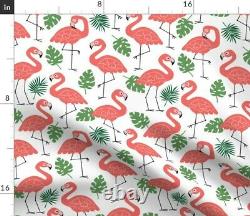 Coral Flamingo Palm Leaves Bright Birds 100% Cotton Sateen Sheet Set by Roostery