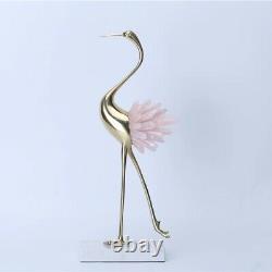 Crystal Copper Flamingo Bird Statue Figurine Tabletop Home Office Decor Craft S