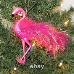 De Carlini Fuchsia Flamingo Glass Ornament Italian Bird Beach Zoo A2004nm