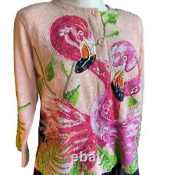 Design Options Philip Jane Gordon Pink Flamingo Cardigan Wearable Art Bead Small