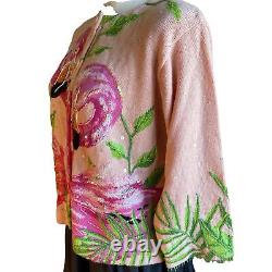 Design Options Philip Jane Gordon Pink Flamingo Cardigan Wearable Art Bead Small