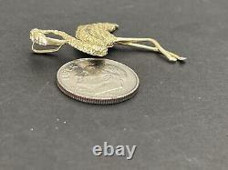 Estate 14K Solid Gold Diamond Cut Flamingo Pendant, 2.7g