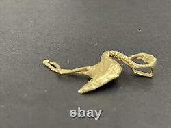 Estate 14K Solid Gold Diamond Cut Flamingo Pendant, 2.7g