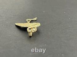 Estate 14K Solid Gold Diamond Cut Flamingo Pendant, 2.7g