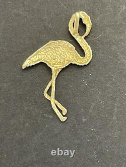 Estate 14K Solid Gold Diamond Cut Flamingo Pendant, 2.7g