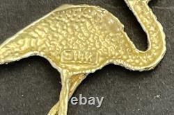 Estate 14K Solid Gold Diamond Cut Flamingo Pendant, 2.7g