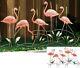 Flock Of Five (5) Flamingos & Cattails Iron Garden Stake 47.5 X 28.5 Nib