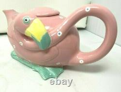 Fitz and Floyd Pink Flamingo Bird Teapot RARE 1985