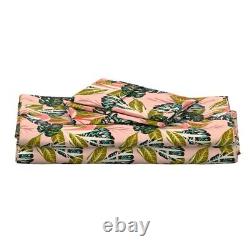 Flamingo Animal Bird Tropical Pink 100% Cotton Sateen Sheet Set by Roostery