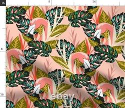 Flamingo Animal Bird Tropical Pink Botanical 50 Wide Curtain Panel by Roostery