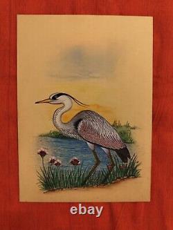 Flamingo Bird Intricate Handmade Exquisite Indian Miniature Painting Fine Art