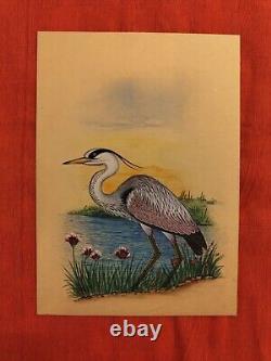 Flamingo Bird Intricate Handmade Exquisite Indian Miniature Painting Fine Art