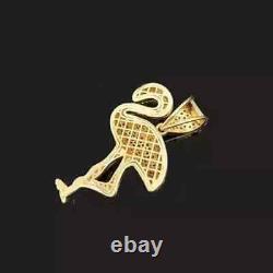 Flamingo Bird Pendant 14K Yellow Gold Plated 2Ct Round Simulated Diamond