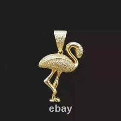 Flamingo Bird Pendant 14K Yellow Gold Plated 2Ct Round Simulated Diamond