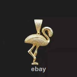 Flamingo Bird Pendant 14k Yellow Gold Plated 2Ct Round Lab-Created Diamond