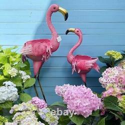 Flamingo Bird Planters Yard Statue Lawn Art Garden Porch Patio Outdoor Decor 2Pc