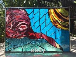 Flamingo Bird Stained Glass Mosaic Tropical Wall Panel