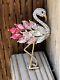 Flamingo Birds Brooch Pin 2ct Marquise Lab Created Ruby 14k Yellow Gold Plated