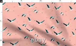 Flamingo Coastal Peach Bird Ocean 100% Cotton Sateen Sheet Set by Spoonflower