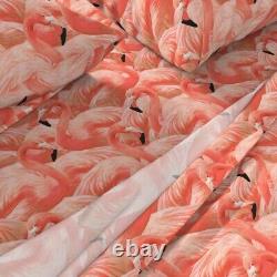 Flamingo Coral Pink Flamingos Island 100% Cotton Sateen Sheet Set by Spoonflower