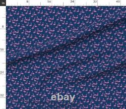 Flamingo Flamingos Bird Navy And Pink Summer Spoonflower Fabric by the Yard